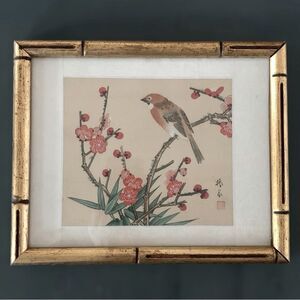 Vintage Chinese Silk Bird Flower Painting